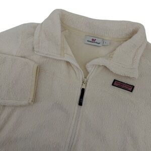 Vineyard Vines Fleece Quarter Zip‎ Jacket Cream Size Large Womens Outerwear